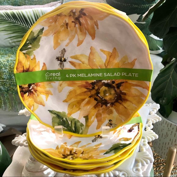 Dining New Sunflower Melamine Buffet Salad Plates Poshmark